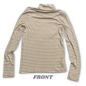 Women's Gap Tan & White Striped Turtleneck, Size Medium